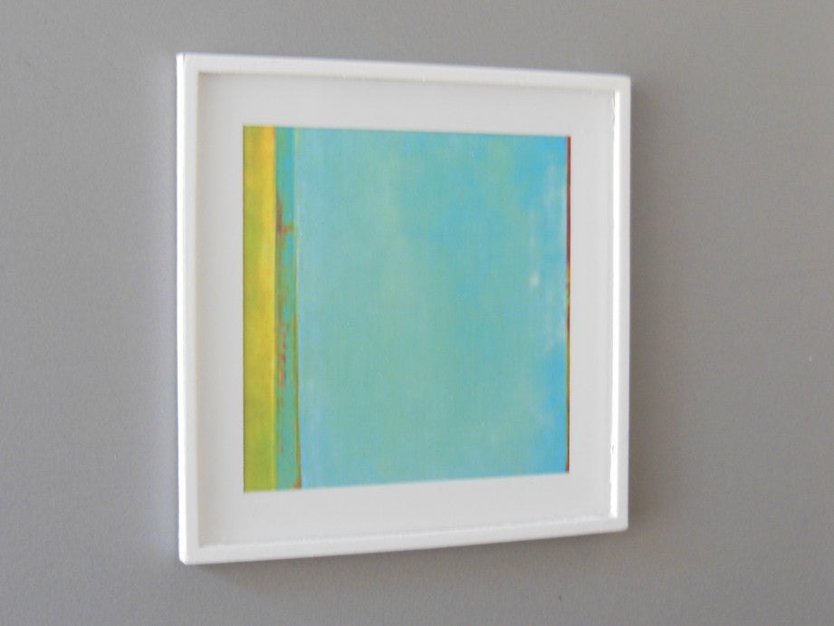 White Framed Turquoise/Yellow Modern Print