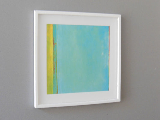 White Framed Turquoise/Yellow Modern Print