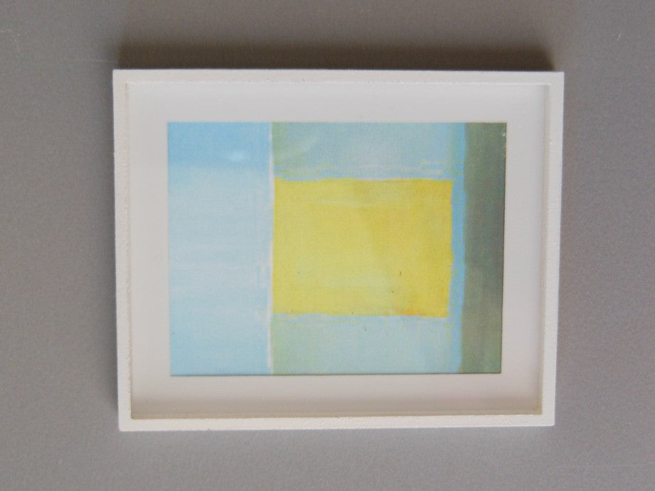 White Framed Light Blue/Yellow Modern Print