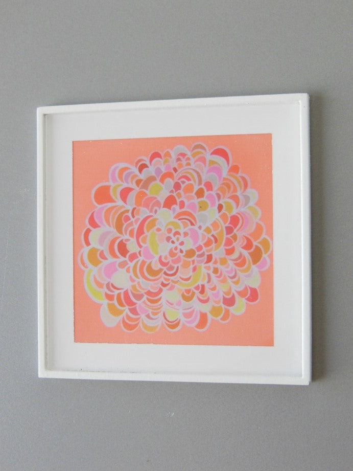 White Framed Coral Burst Abstract Print