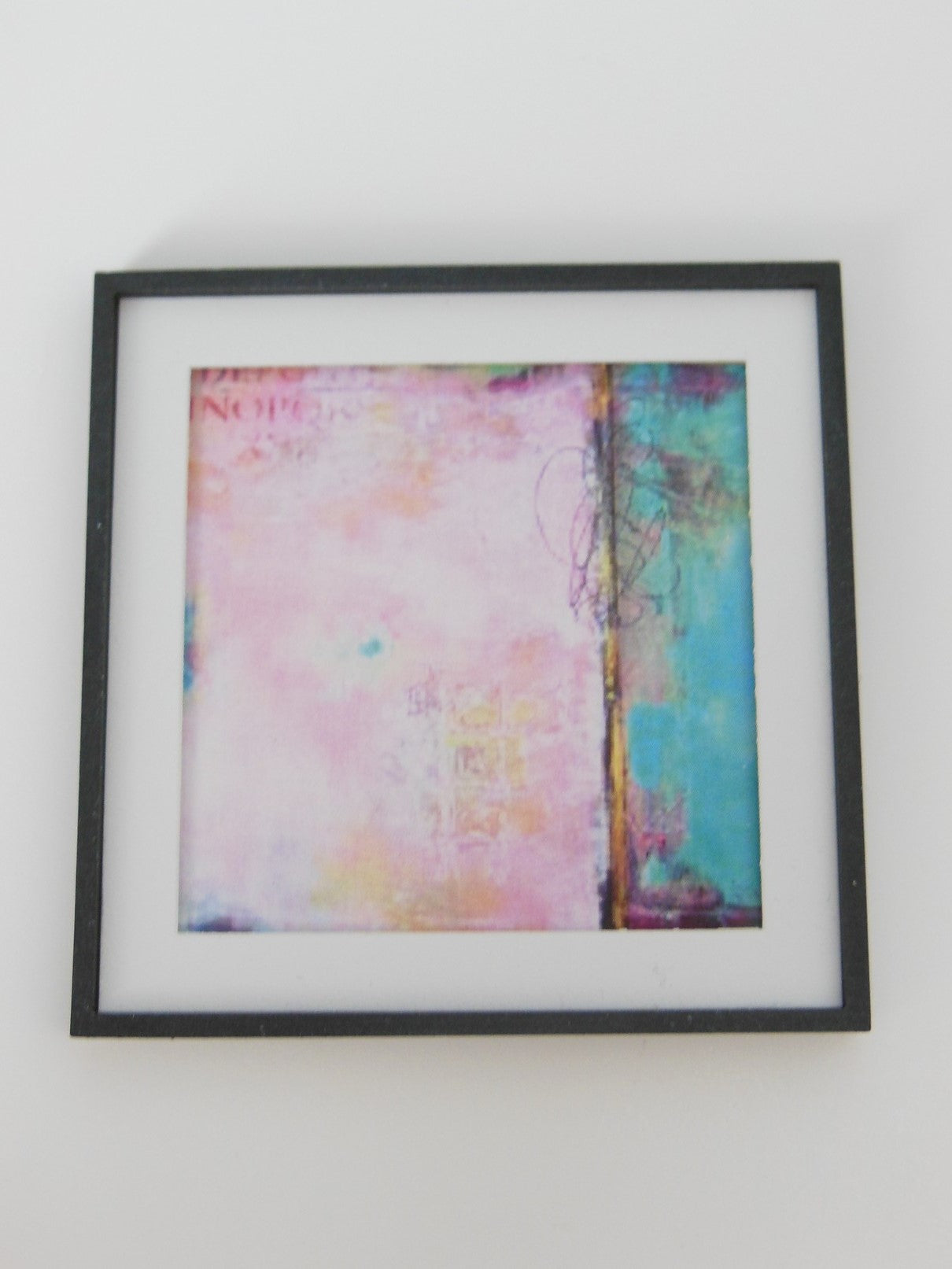Medium Pink/Turquoise Abstract Print Black Frame