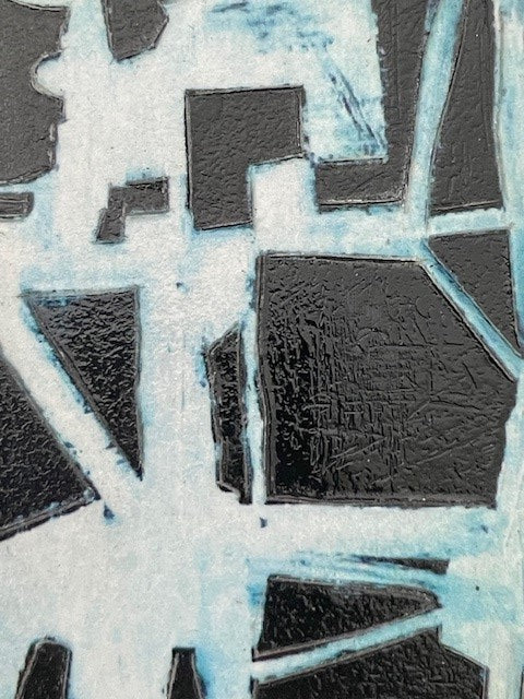 Blue, White and Black Abstract Framed Art