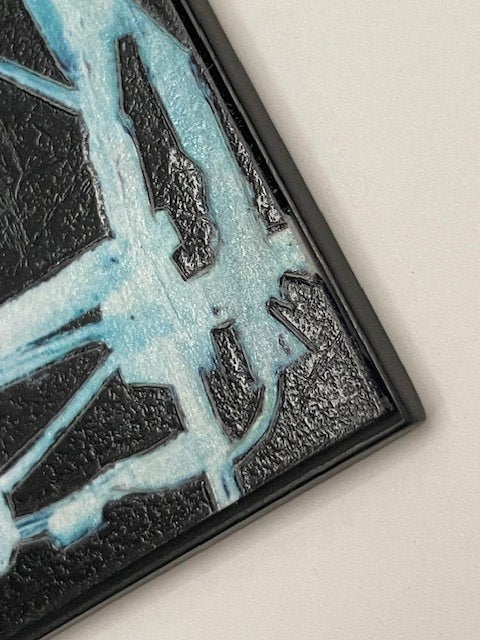Blue, White and Black Abstract Framed Art