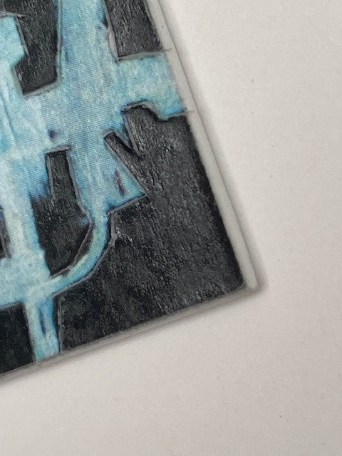Blue, White and Black Abstract Frameless Art