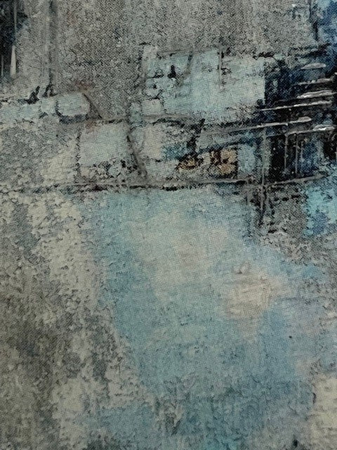 Blue and Gray Abstract Frameless Art