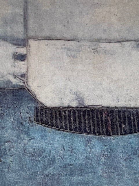 Blue and White Abstract Frameless Art