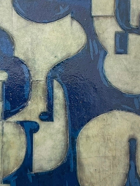 Blue and Gray Geometric Pattern Frameless Art 2