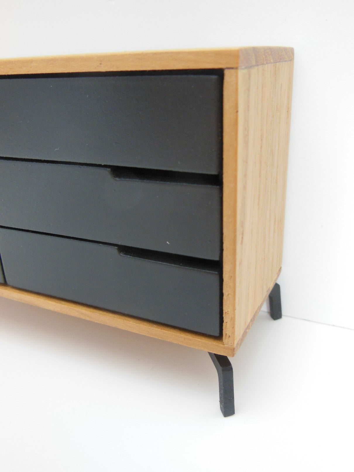 Beech Dresser with Black Drawers