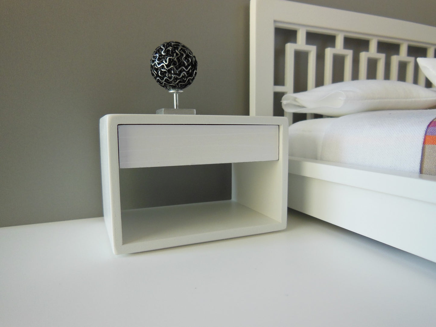 Emerson Nightstand in White with White Drawer