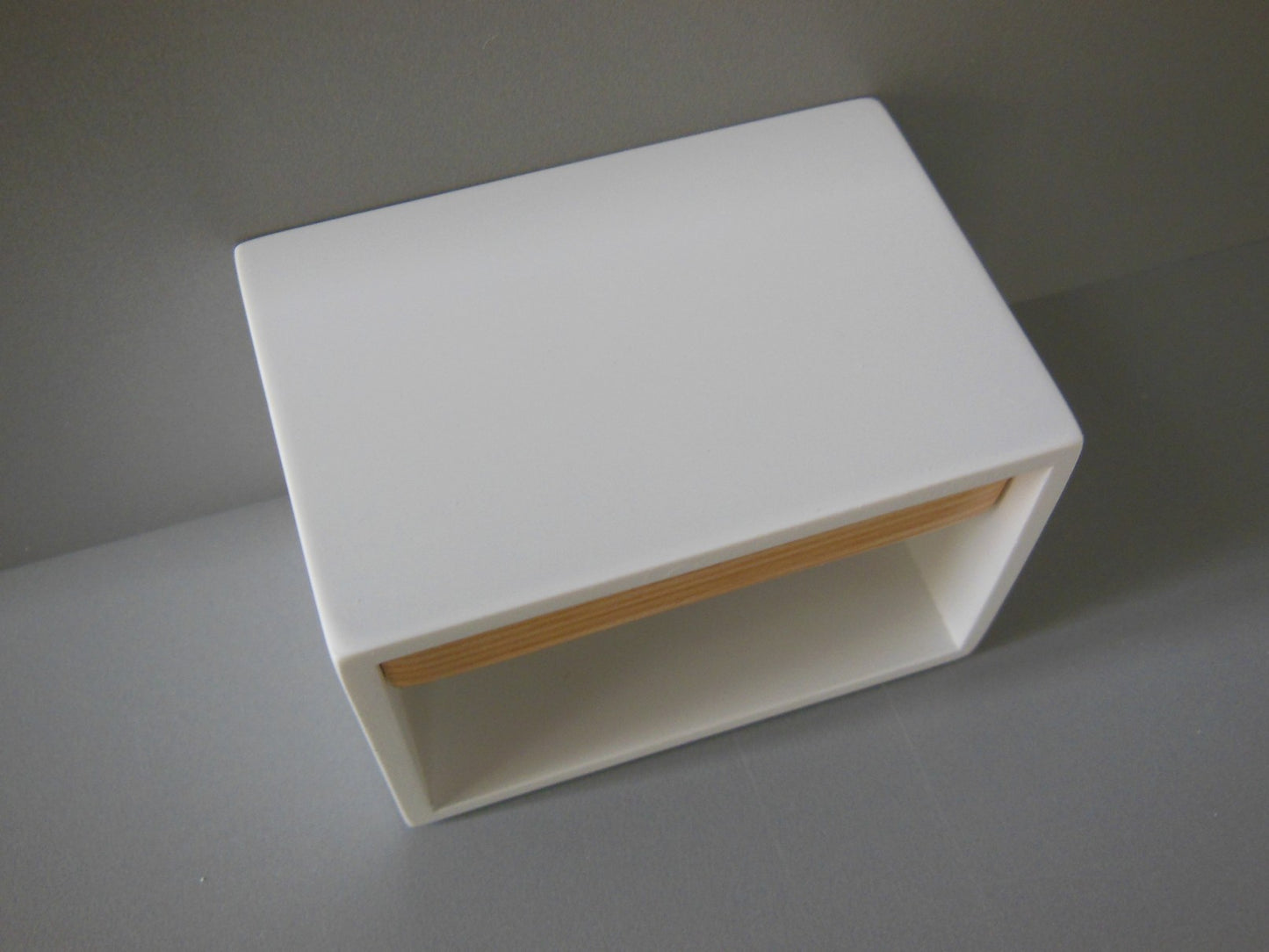 Emerson Nightstand in White with Cypress Drawer