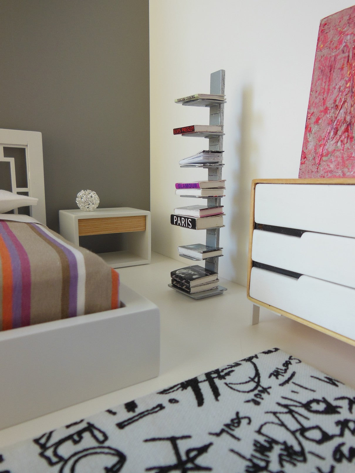Emerson Nightstand in White with Cypress Drawer