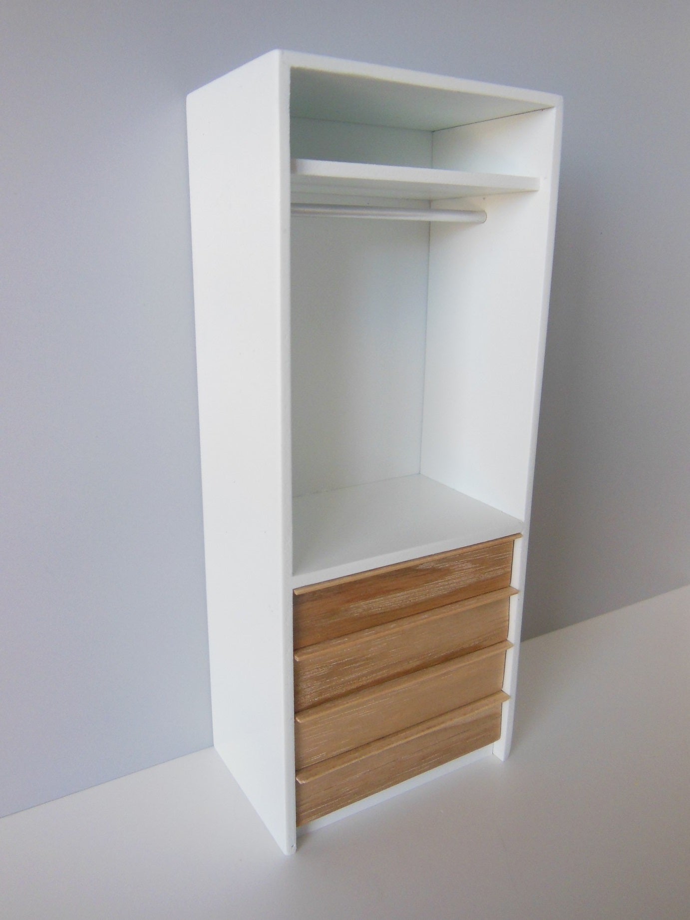 Arvo Narrow Wardrobe with 4 Wood Drawers