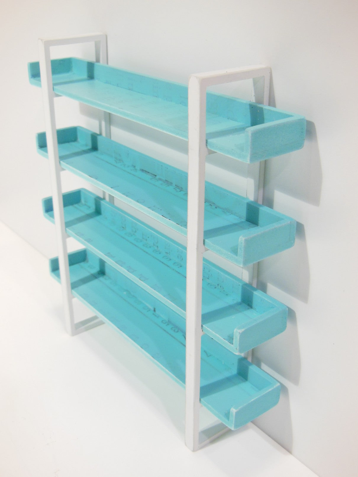 Studio 4 Tier Shelving Unit in Tiffany Blue/White