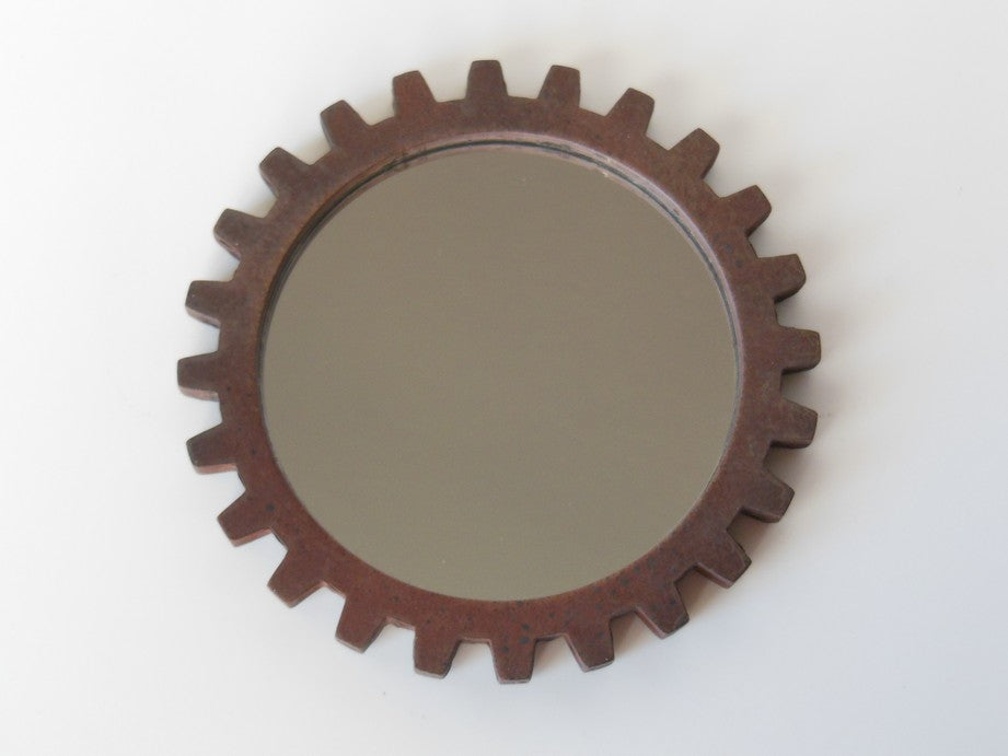 Gear Wall Mirror in Rust