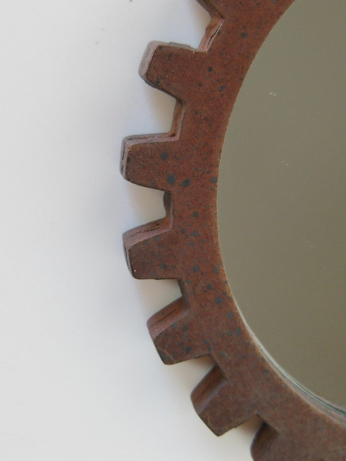 Gear Wall Mirror in Rust