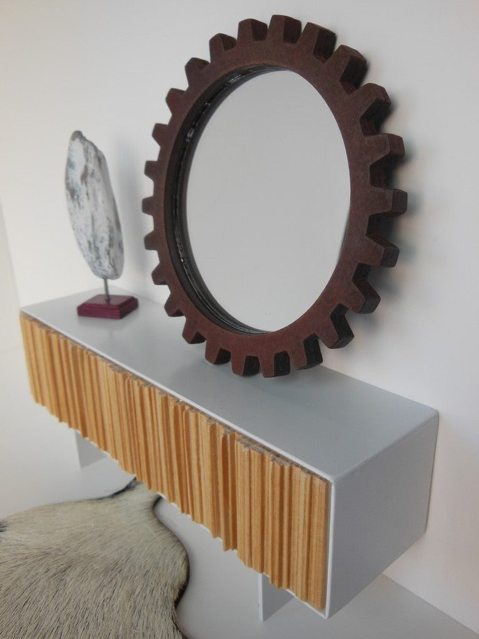 Gear Wall Mirror in Rust