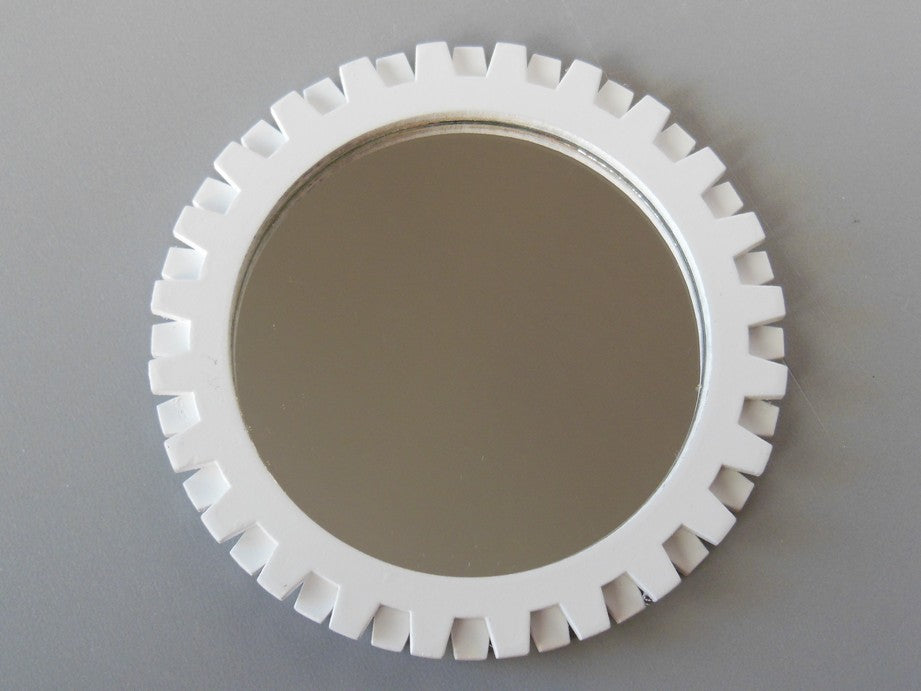 Gear Wall Mirror in White