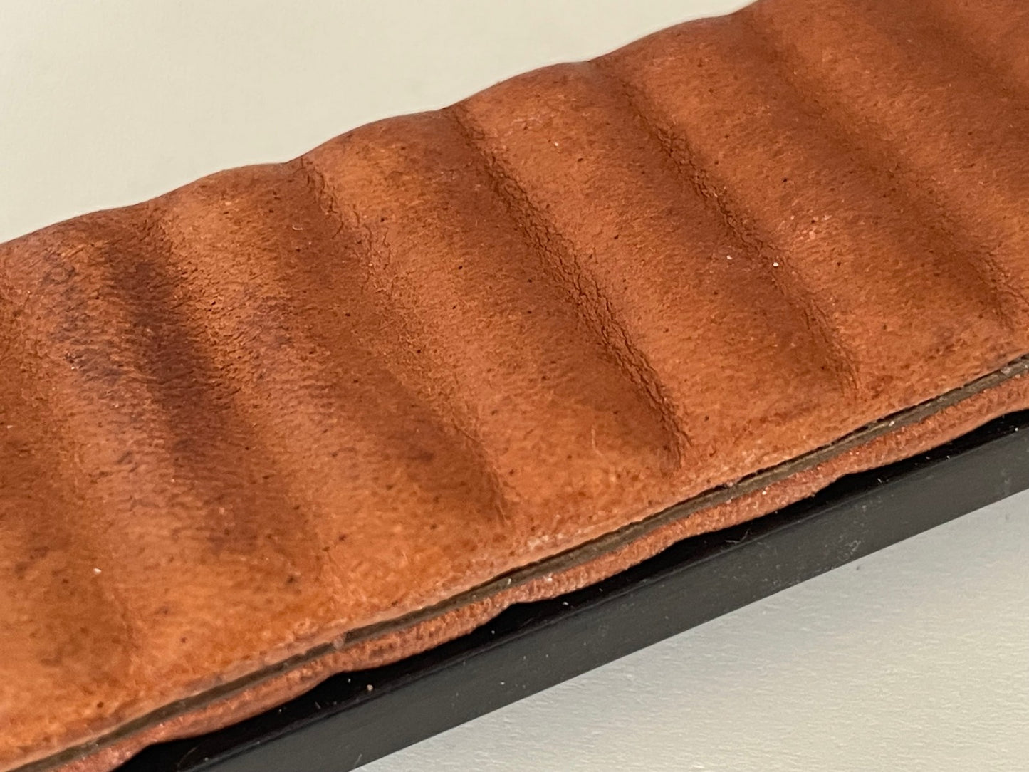 Noah Bench in Tan Ribbed Leather with Black Base