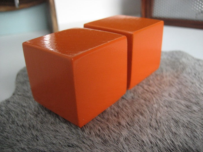 Orange Painted Wood Cube