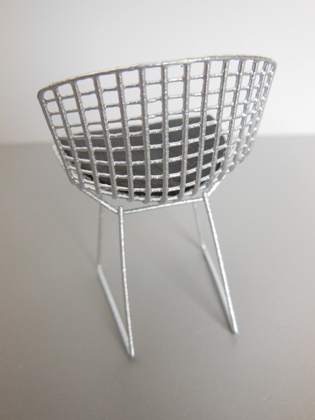 Bertoia Chair in Silver with Black Seat Pad