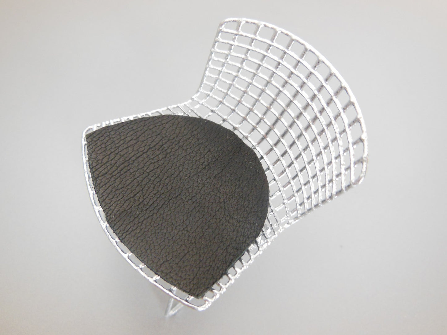Bertoia Chair in Silver with Black Seat Pad