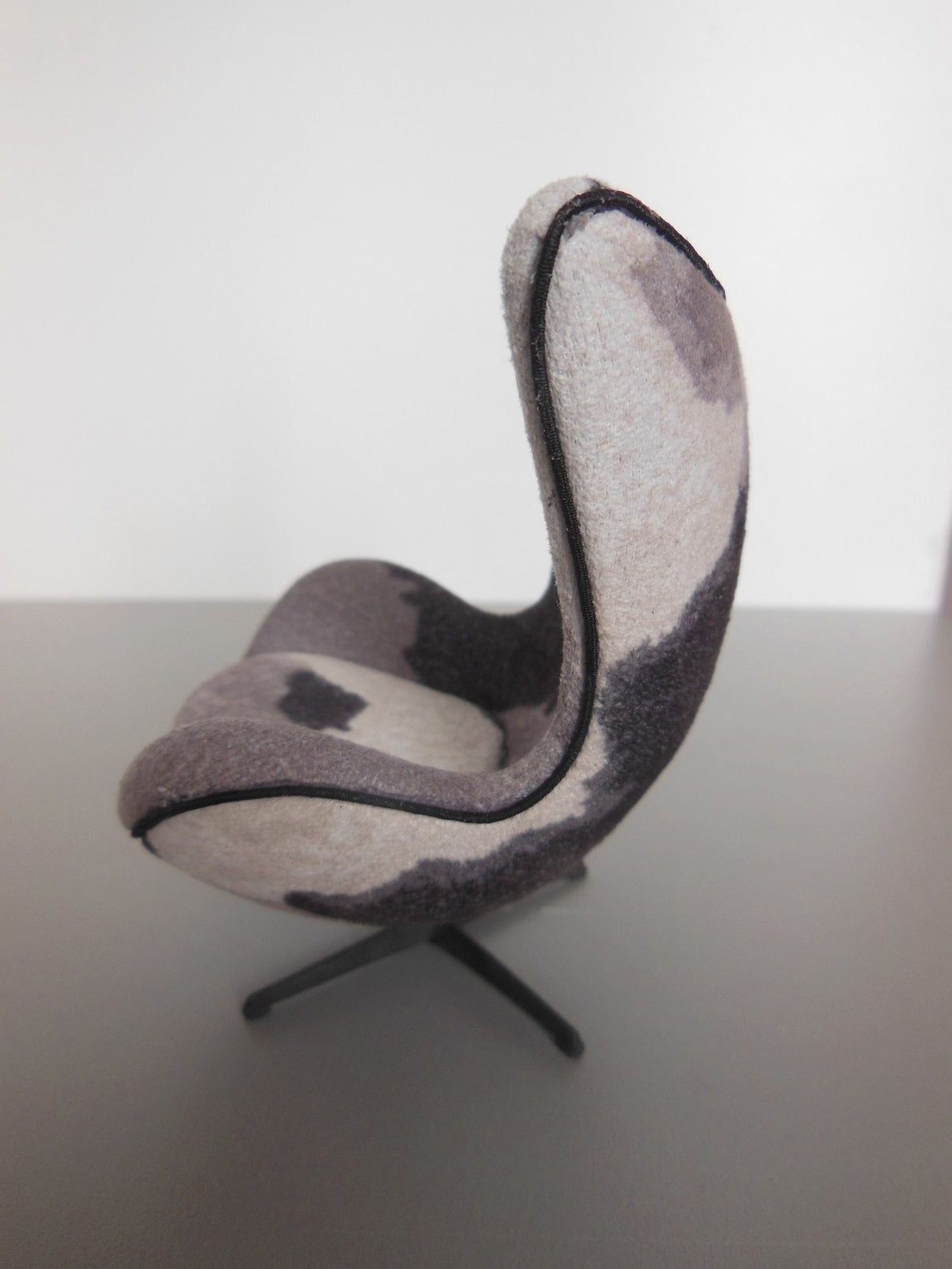 Egg Chair in Pony Print Fabric with Black Base