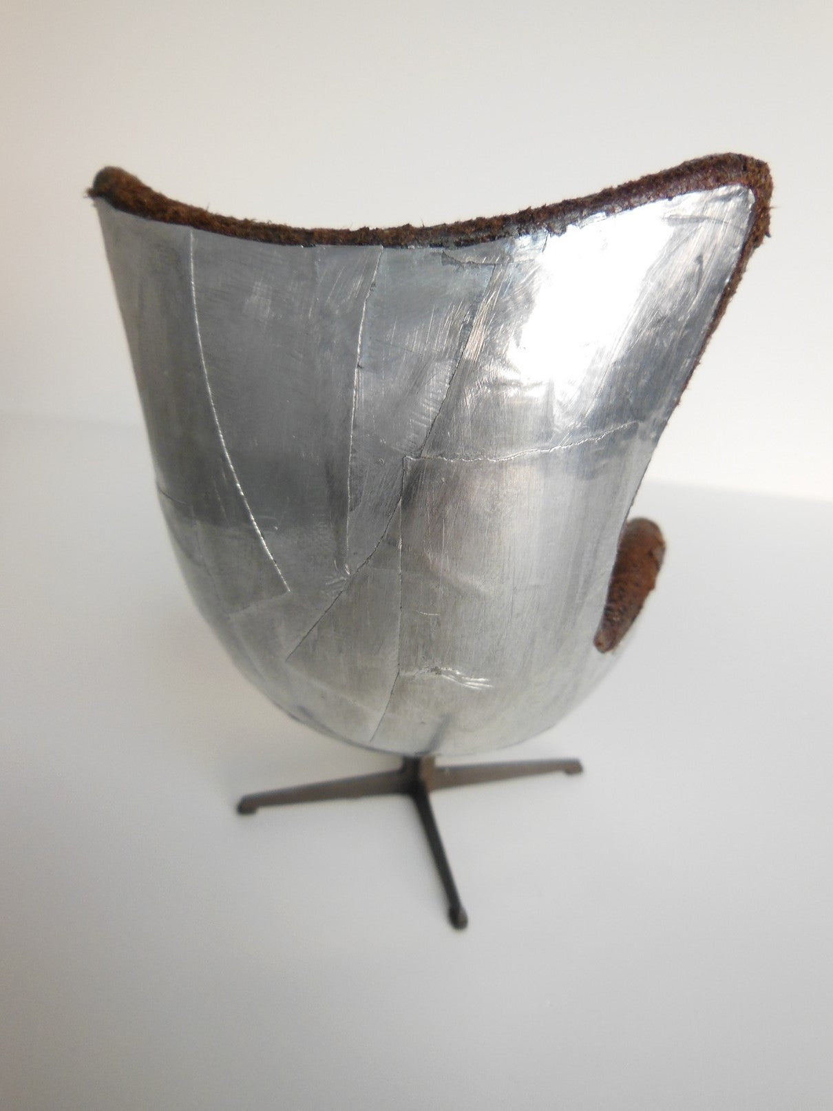 Egg Chair in Vintage Brown Fabric Metal Back