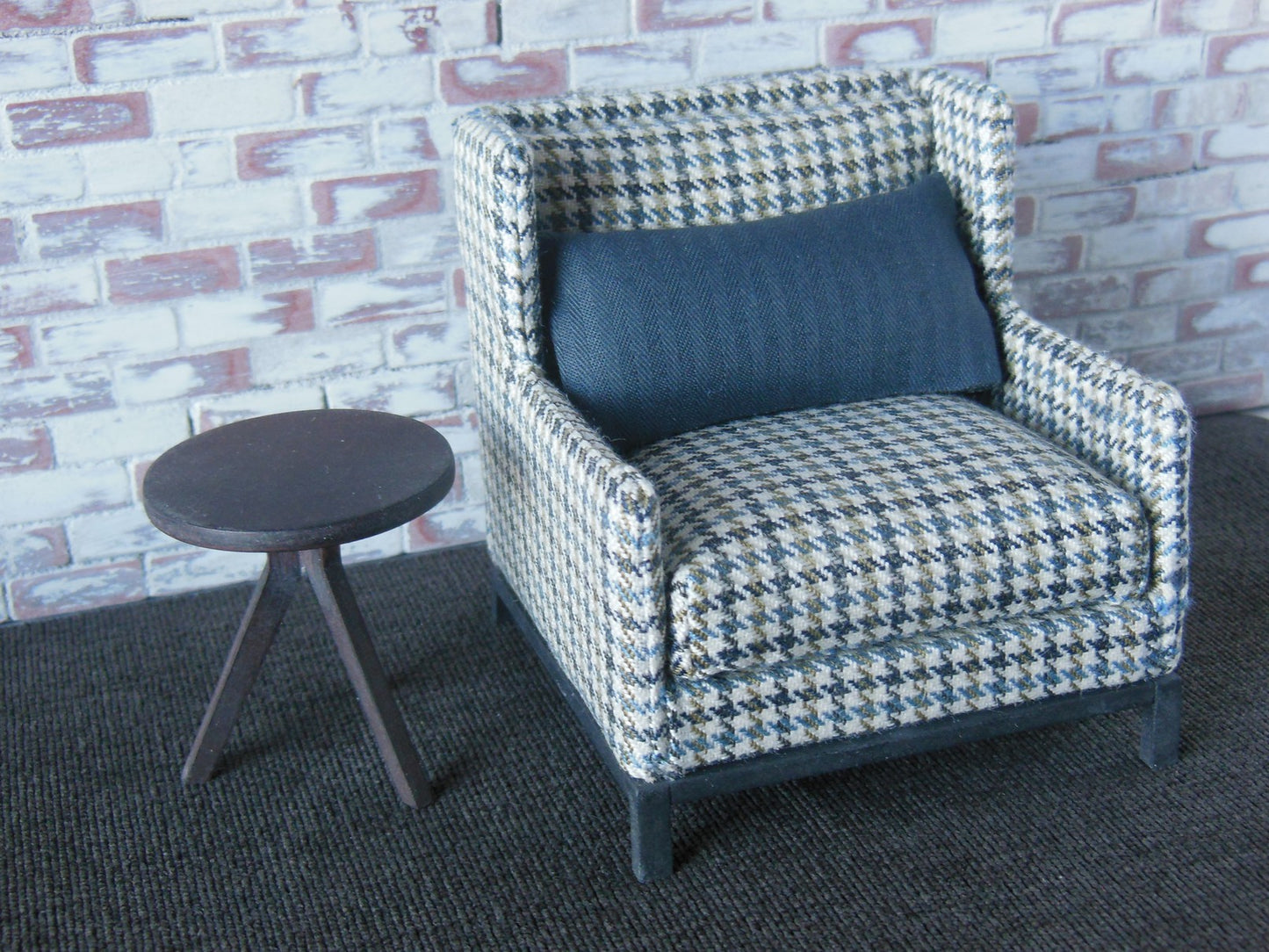 Marcel Wingback Chair in Houndstooth