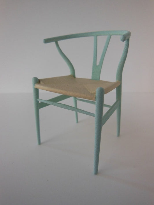 Wishbone Chair - Aqua with Natural Seat