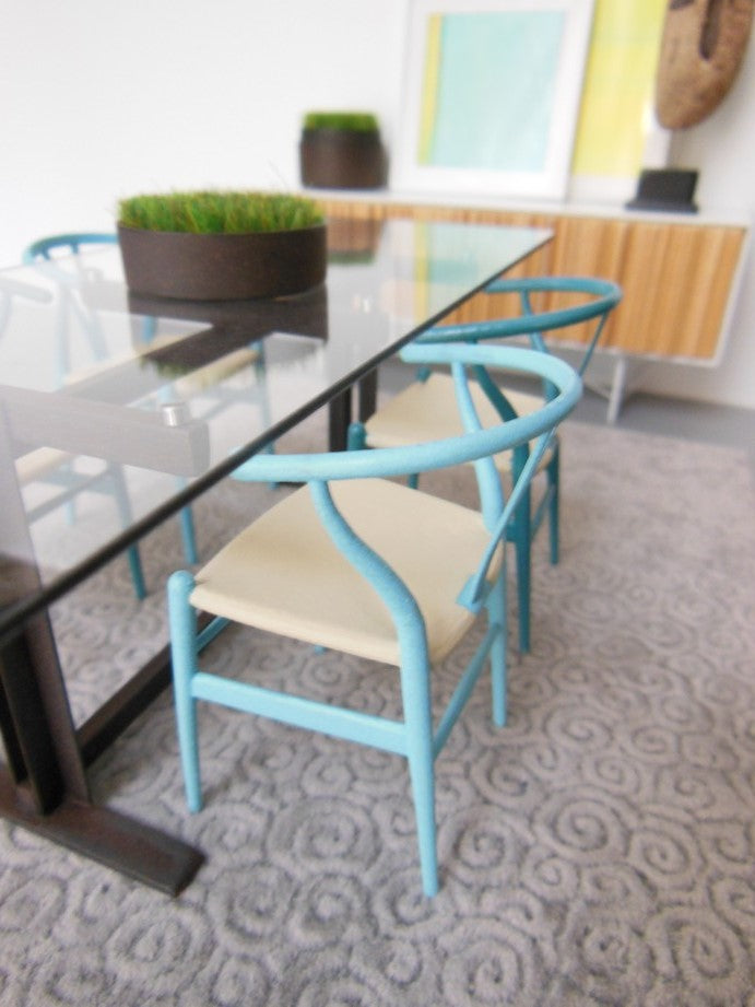 Wishbone Chair - Blue Series (Light Blue) with Natural Seat