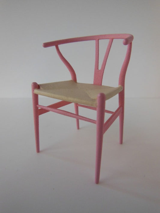 Wishbone Chair - Pink with Natural Seat