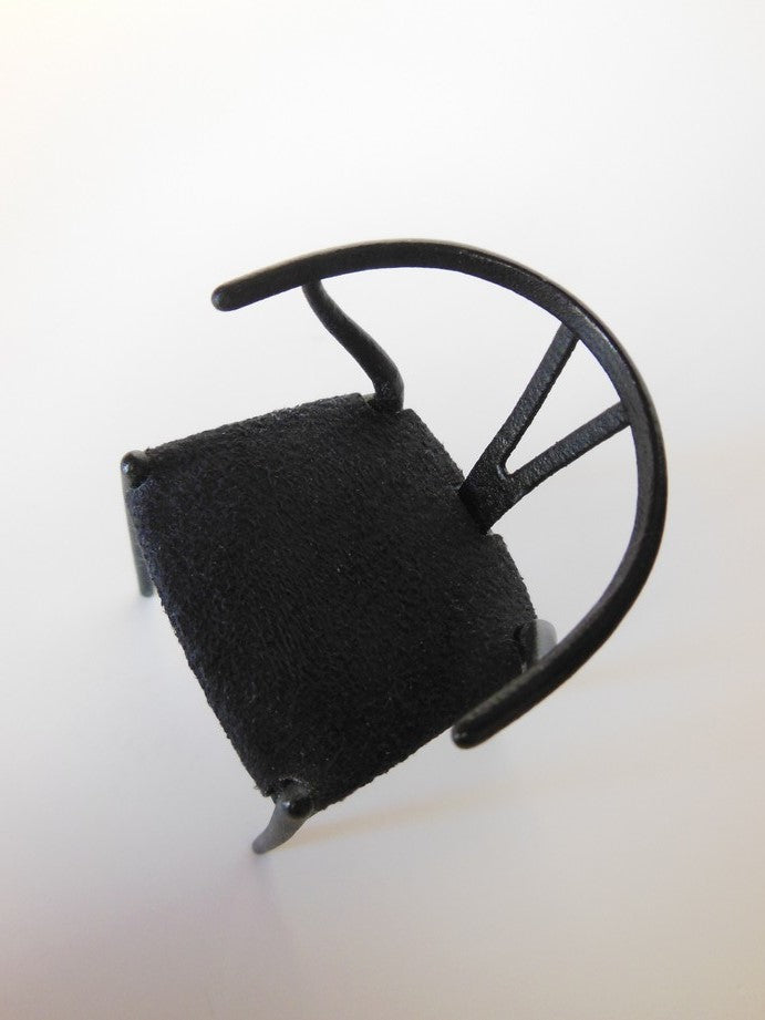 Wishbone Chair - Black with Black Microsuede Seat