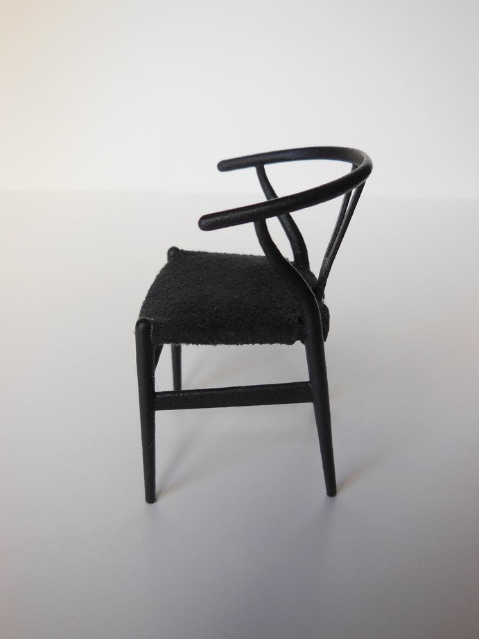 Wishbone Chair - Black with Black Microsuede Seat
