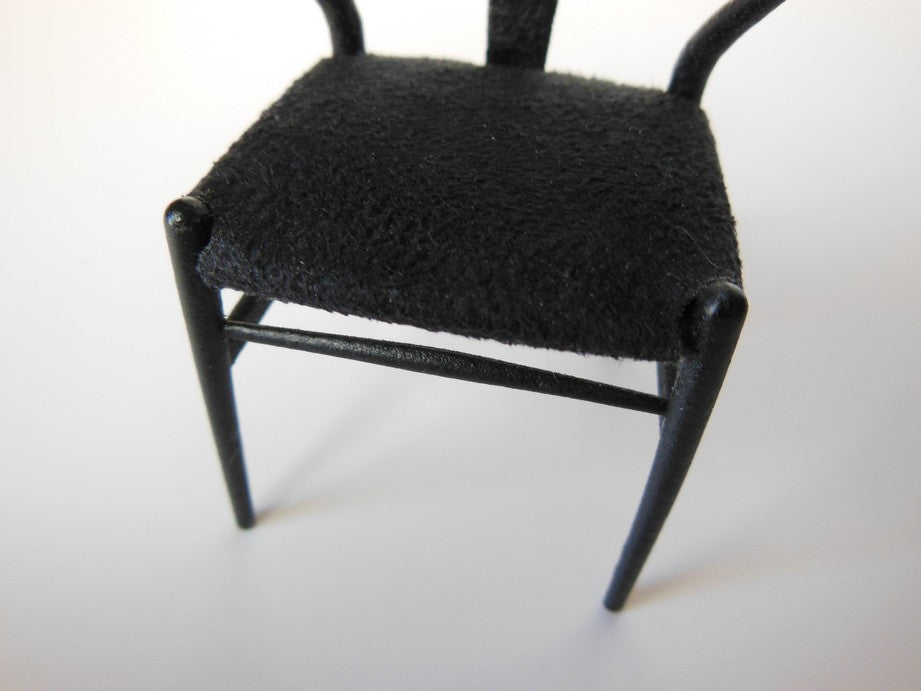 Wishbone Chair - Black with Black Microsuede Seat
