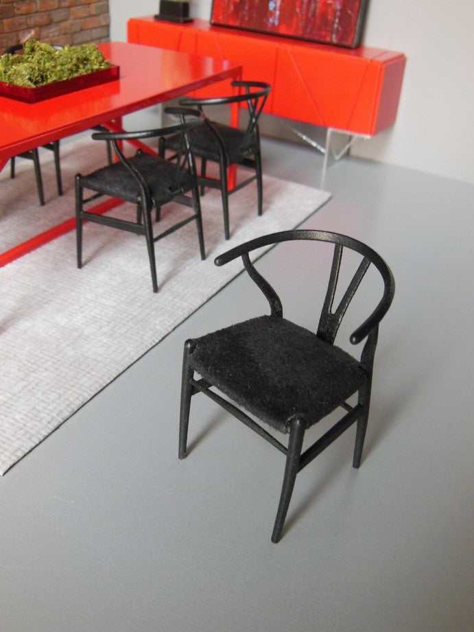 Wishbone Chair - Black with Black Microsuede Seat