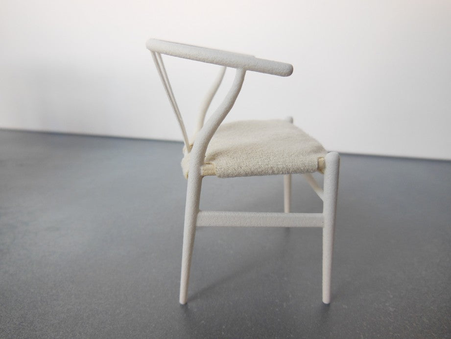 Wishbone Chair - White with Cream Microsuede Seat