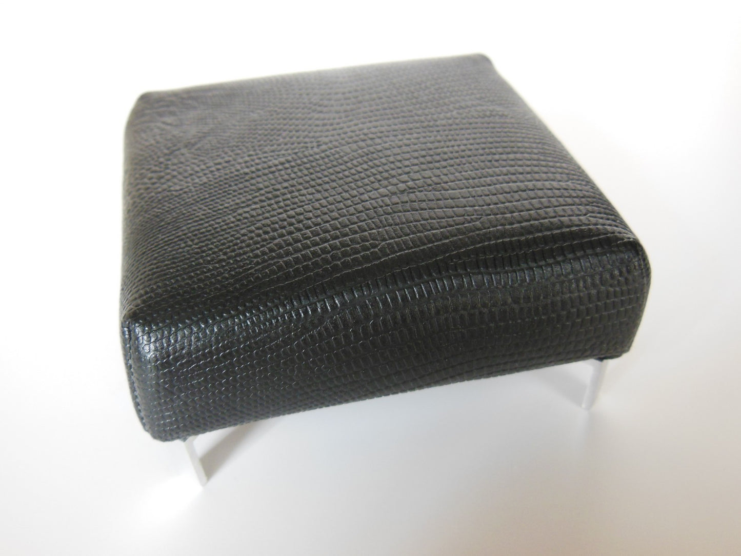 Ottoman in Black Croc Leather