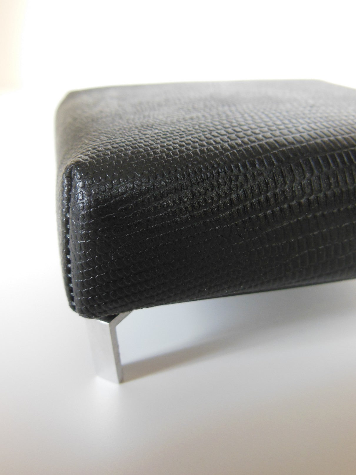 Ottoman in Black Croc Leather