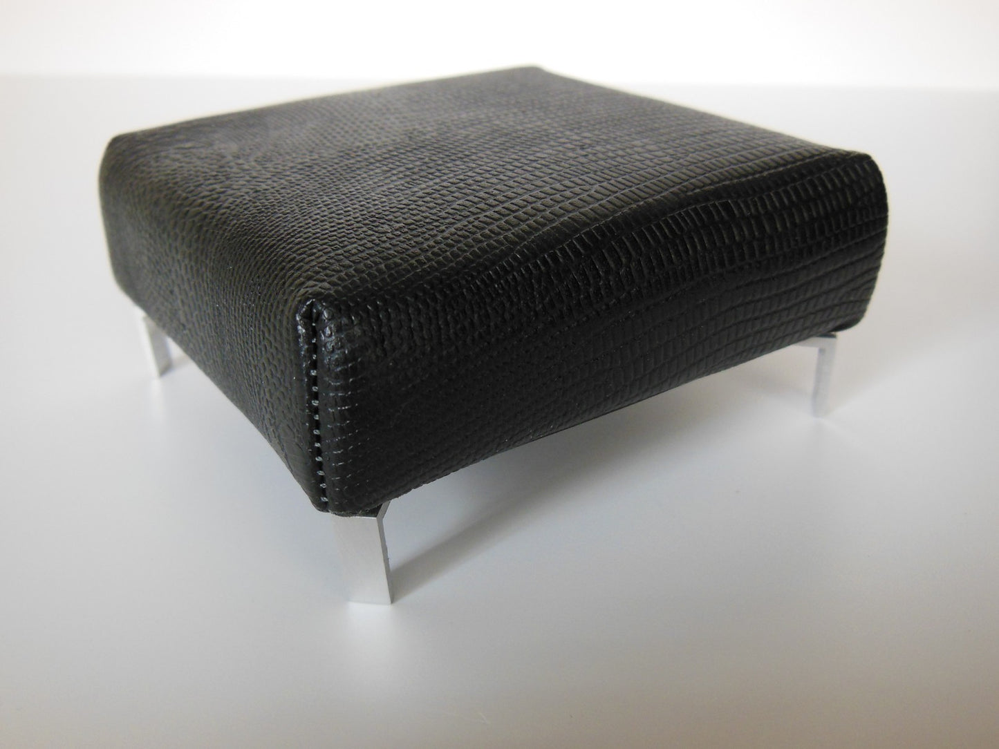 Ottoman in Black Croc Leather