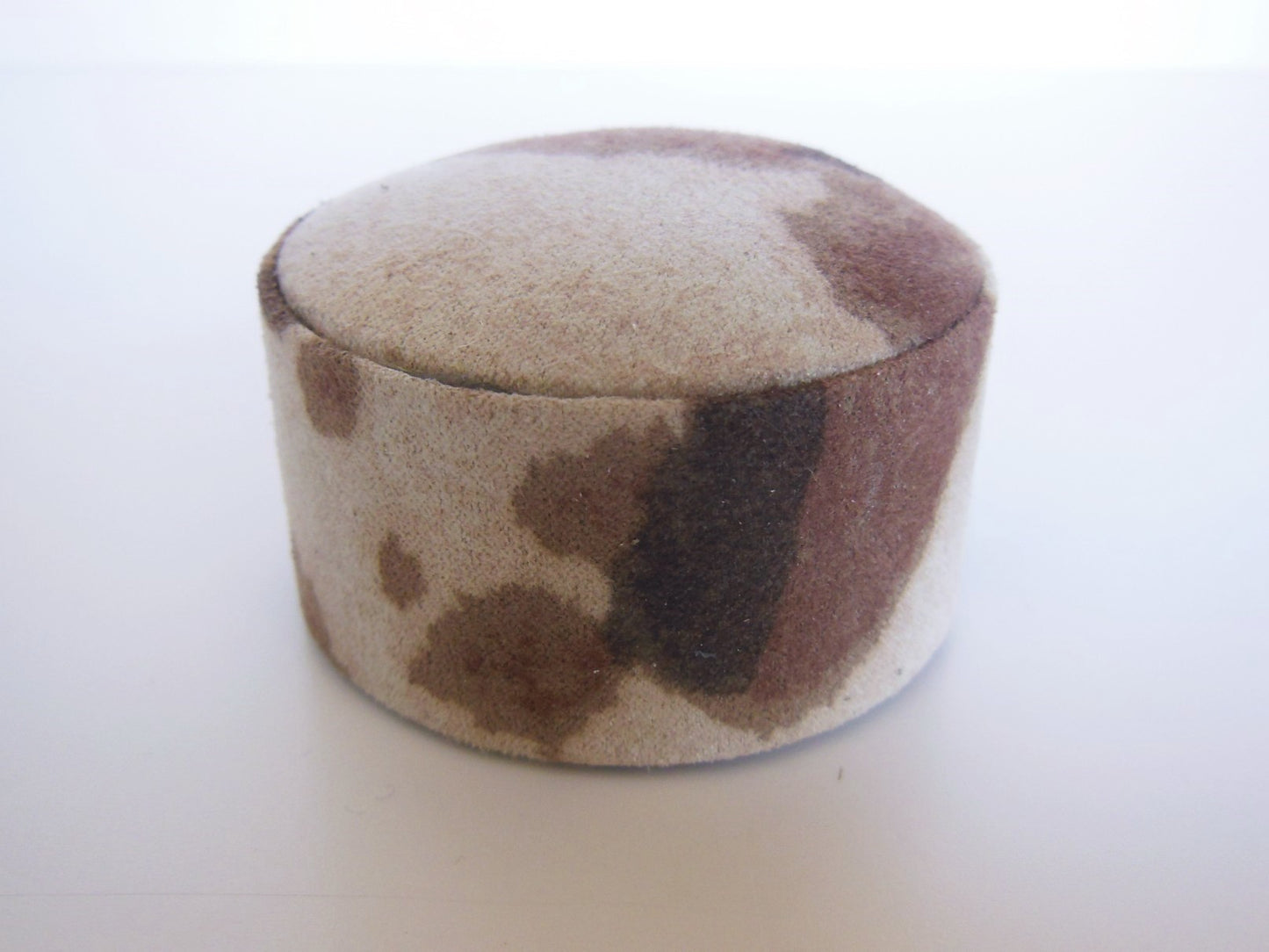 Large Round Ottoman in Tan Pony Hide