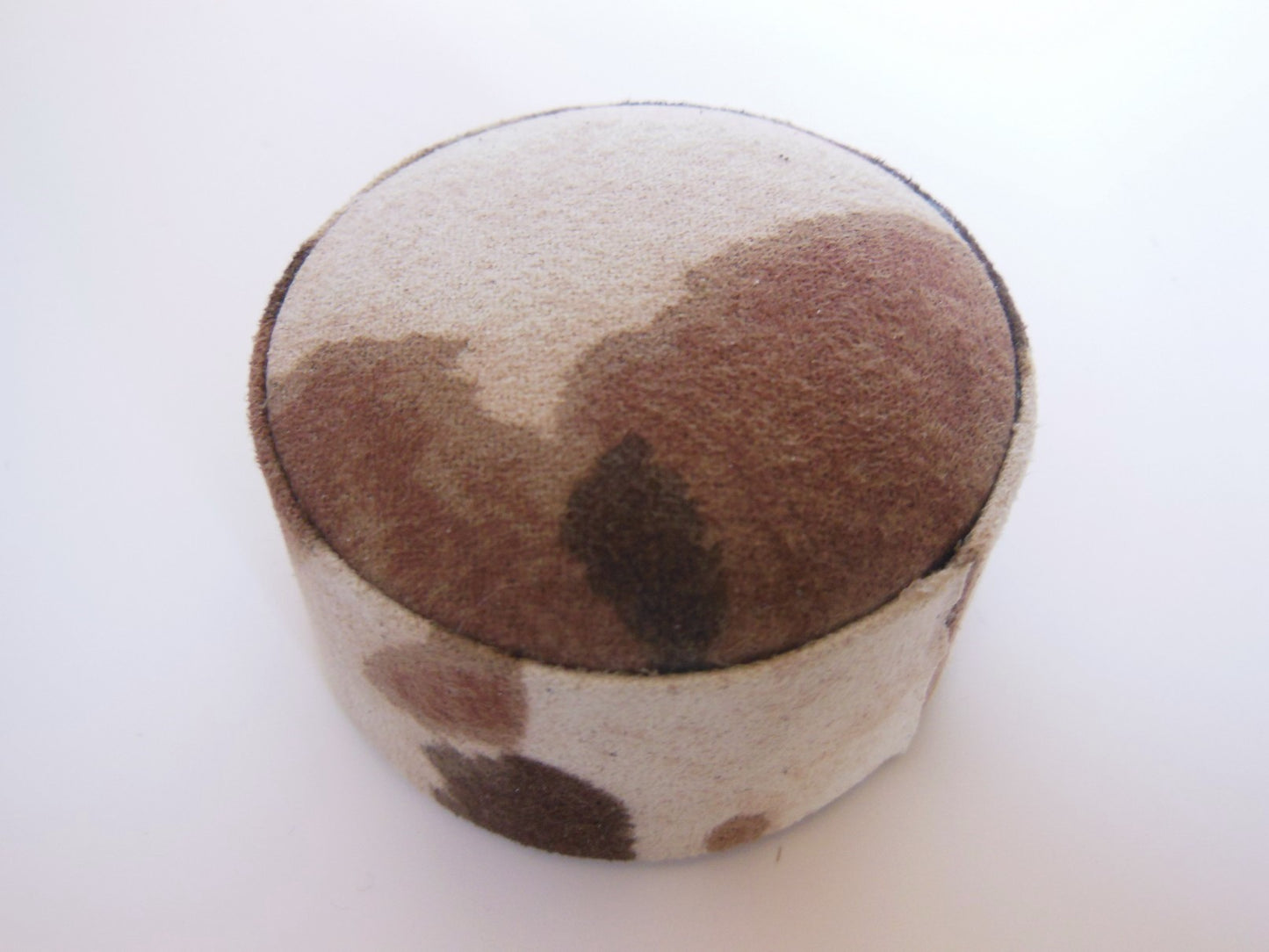 Large Round Ottoman in Tan Pony Hide