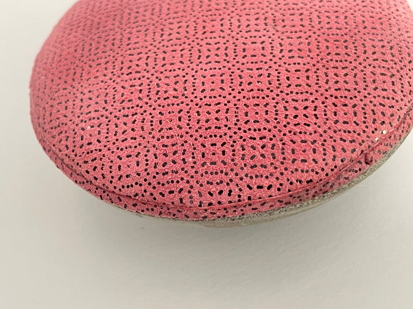 Round Concrete Base Ottoman with Pink Fabric Cushion Top