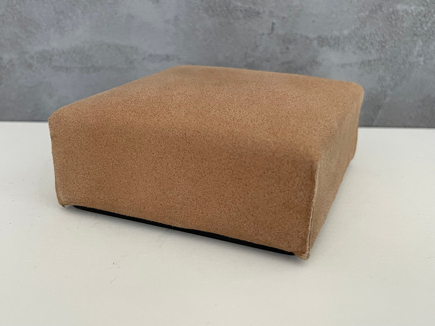 Light Tan Leather Square Ottoman