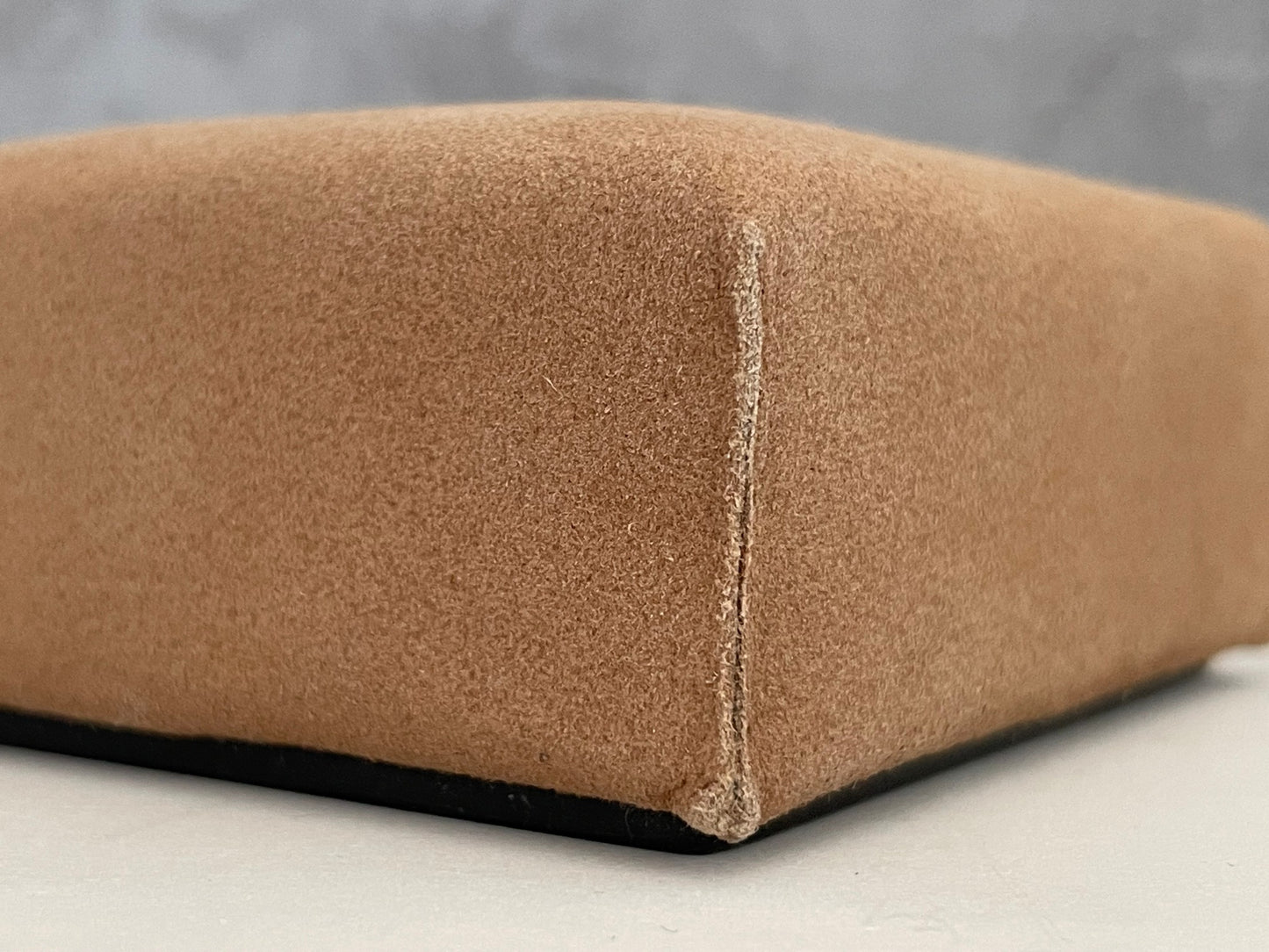 Light Tan Leather Square Ottoman