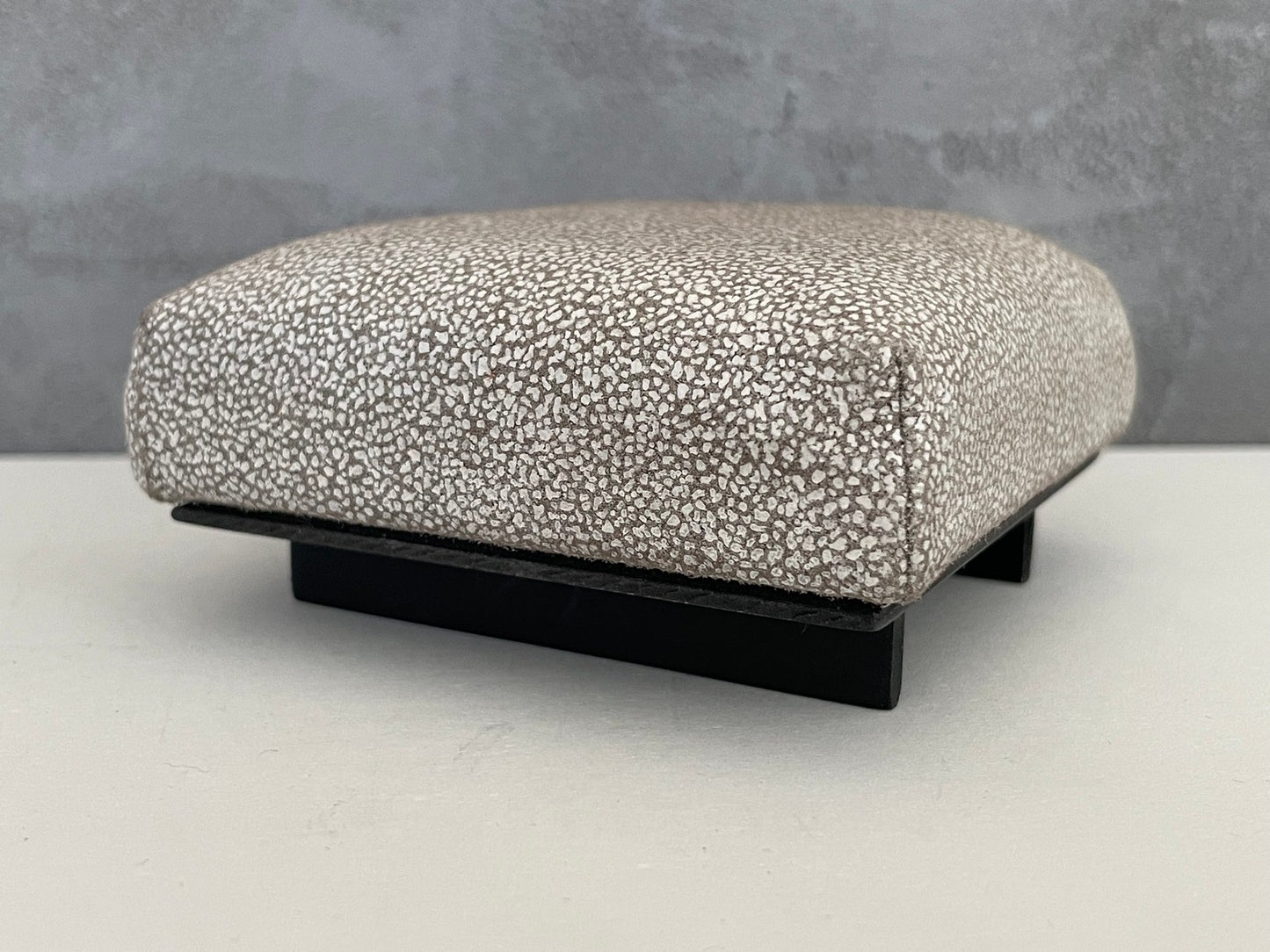 Taupe and White Speckle Print Square Ottoman
