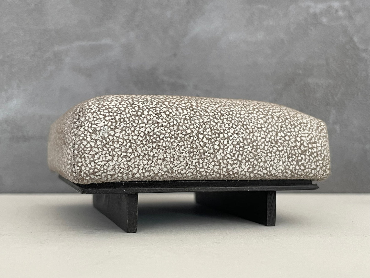 Taupe and White Speckle Print Square Ottoman