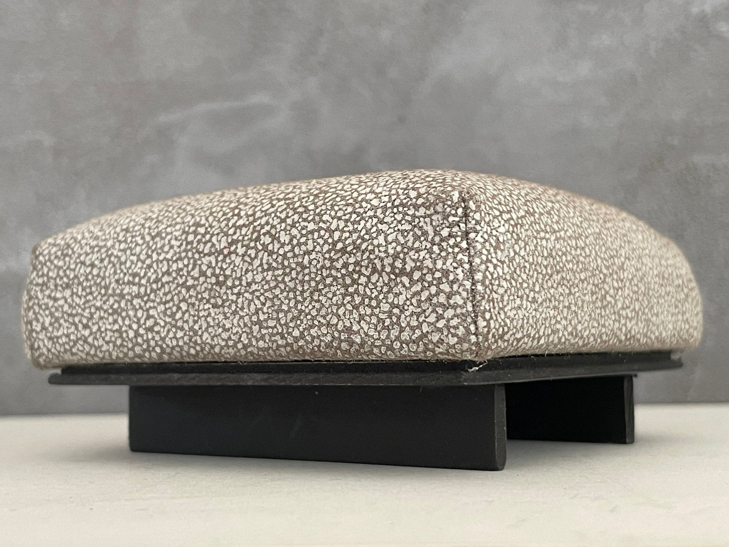 Taupe and White Speckle Print Square Ottoman