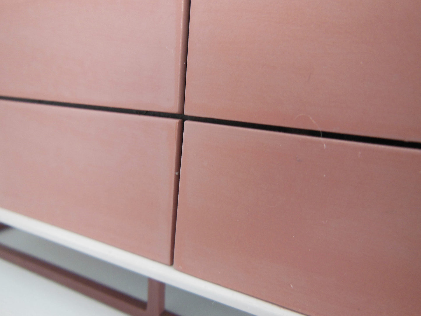 Mid Century Cabinet in White with Coral Doors