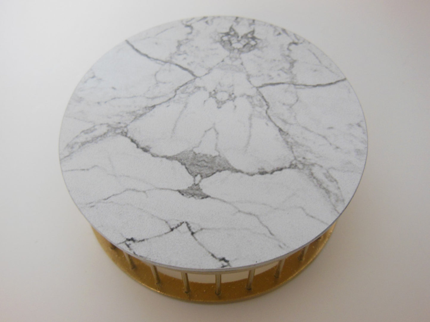 Marble Spoke Drum Table Marble/Gold