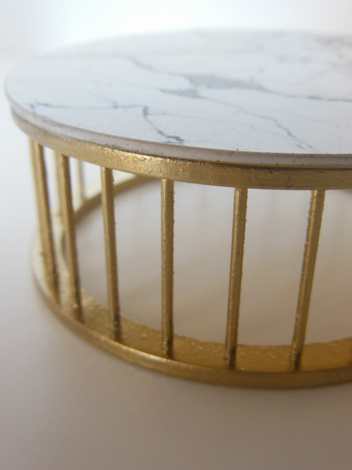 Marble Spoke Drum Table Marble/Gold
